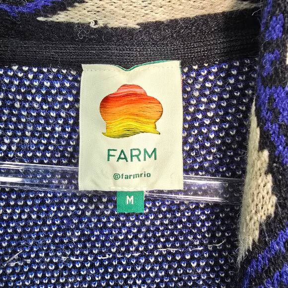 FARM Rio Macaw Forest Beaded Fringe Tie-Belt Cardigan Sweater M - Picture 4 of 10